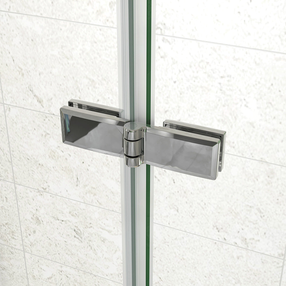 185 cm Box Doccia a Tre Lati Porta Pieghevole a Libro 80 cm Doppia Parete Fissa 80 cm Vetro da 6 mm Temperato Anticalcare Barra Stabilizzatrice 45 cm Cromo Lucido