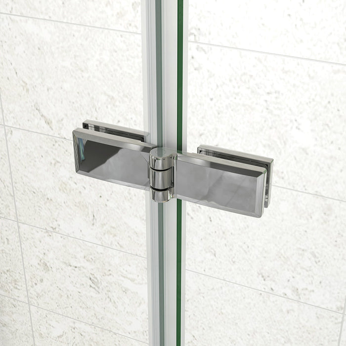 185 cm Box Doccia a Tre Lati Porta Pieghevole a Libro 80 cm Doppia Parete Fissa 80 cm Vetro da 6 mm Temperato Anticalcare Barra Stabilizzatrice 45 cm Cromo Lucido