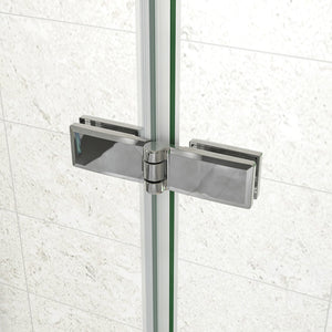 185 cm Box Doccia a Tre Lati Porta Pieghevole a Libro 110 cm Doppia Parete Fissa 80 cm Vetro da 6 mm Temperato Anticalcare Barra Stabilizzatrice 45 cm Cromo Lucido