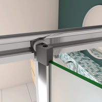 185cm Box Doccia Angolare Porta a Soffietto con Parete Fissa 76x70cm in Vetro Temperato Satinato Opaco 5 mm Profilo Cromato Lucido