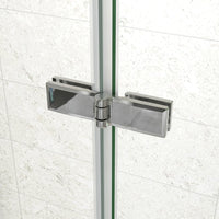 185 cm Box Doccia a Tre Lati Porta Pieghevole a Libro 90 cm Doppia Parete Fissa 80 cm Vetro da 6 mm Temperato Anticalcare Barra Stabilizzatrice 45 cm Cromo Lucido