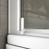 80x140 cm Sopravasca Parete Per Vasca Pannello Singolo Vetro Temperato 4 mm Trasparente Telaio Argento Opaco