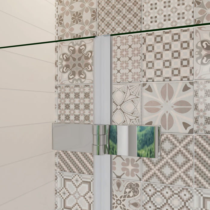 H.140 cm Sopravasca da Bagno da 120 cm Doccia Due Ante Pieghevoli a Libro Vetro Temperato 6 mm Anticalcare Telaio Cromato Lucido