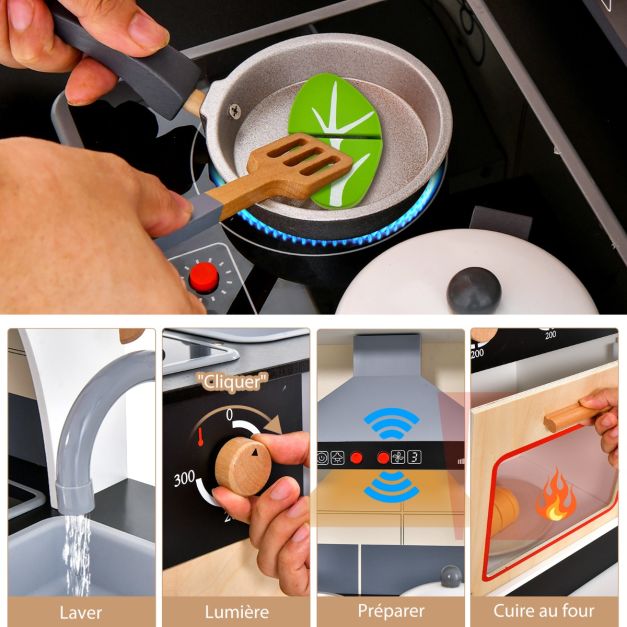 Cucina per bambini con frigorifero e 12 accessori gioco di cucina con fabbricatore di ghiaccio spazio per riporre luci e suoni per 3 anni + 20_0006456