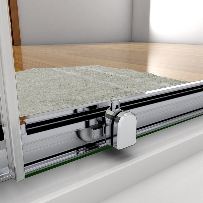 185 cm Box Doccia a Tre Lati Porta Scorrevole con Doppia Parete Fissa Vetro Temperato 5 mm Trasparente Telaio Cromato Lucido 70x120x70 cm