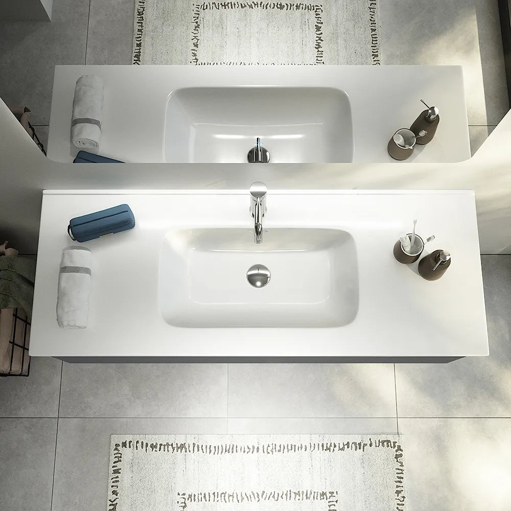 Mobile bagno sospeso 120 cm grigio opaco un cassettone con lavabo | Bako