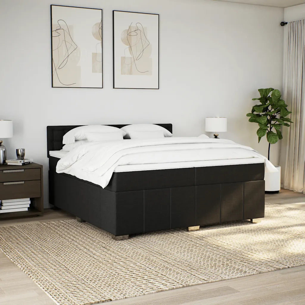 vidaXL Giroletto a Molle con Materasso Nero 200x200 cm in Tessuto