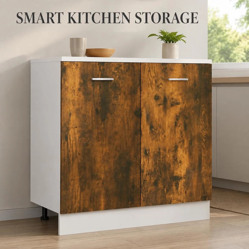 Sink Base Cabinet Lyon Smoked Oak 80x46x81.5 Cm Wood-based Material
