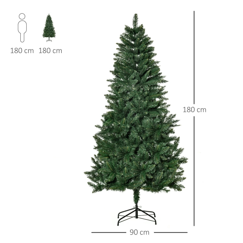 Albero di Natale artificiale, pino da 180 cm con 724 rami, supporto in metallo per uso interno.
