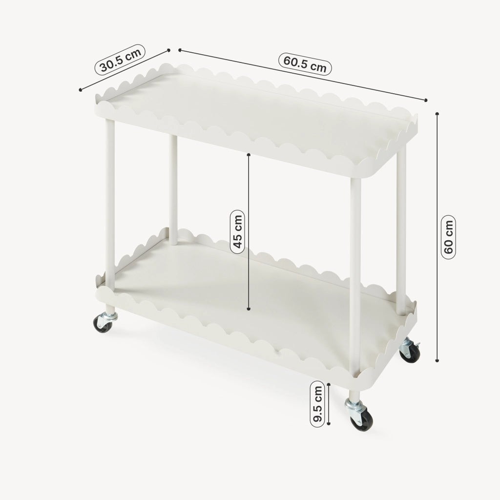 Carrello Portaoggetti Bolmanralu a 2 Ripiani e Rotelle 60 x 61 x 31 cm Struttura in Acciaio - Grigio [en.casa]