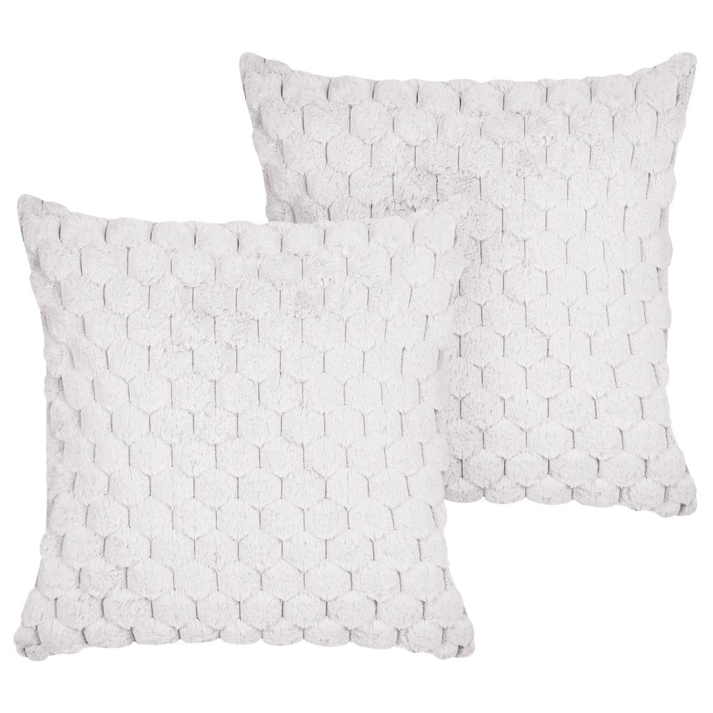 Set di 2 cuscini in ecopelle bianco con motivo a nido d'ape 43 x 43 cm soggiorno camera da letto
