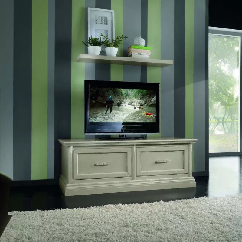Parete attrezzata porta tv in legno laccato avorio l.128 - Mobili 2G