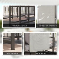Set Mobili da Giardino con Tavolo da Pranzo, 4 Sedie da Esterno e 4 Sgabelli Poggiapiedi, Grigio