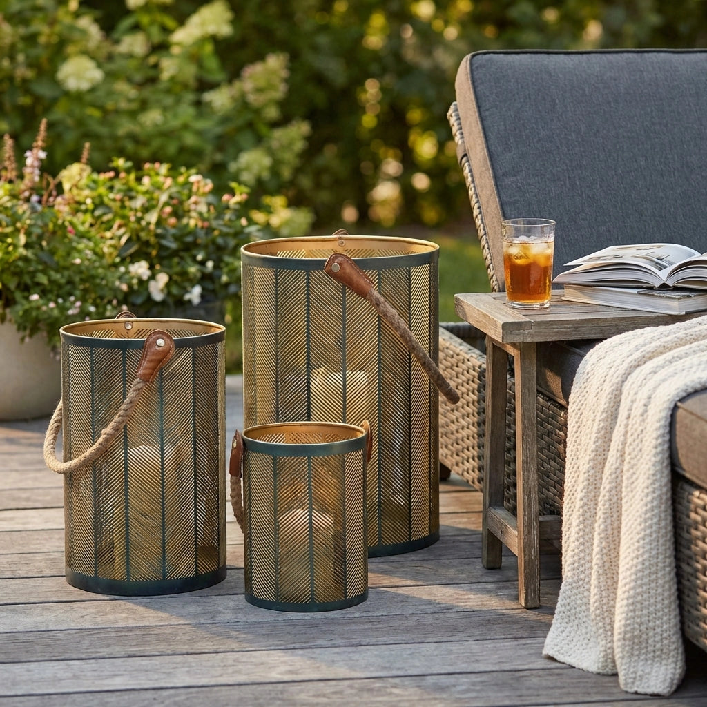 Set di 3 lanterne in Acciaio cm 35x35x25 - LAYTON