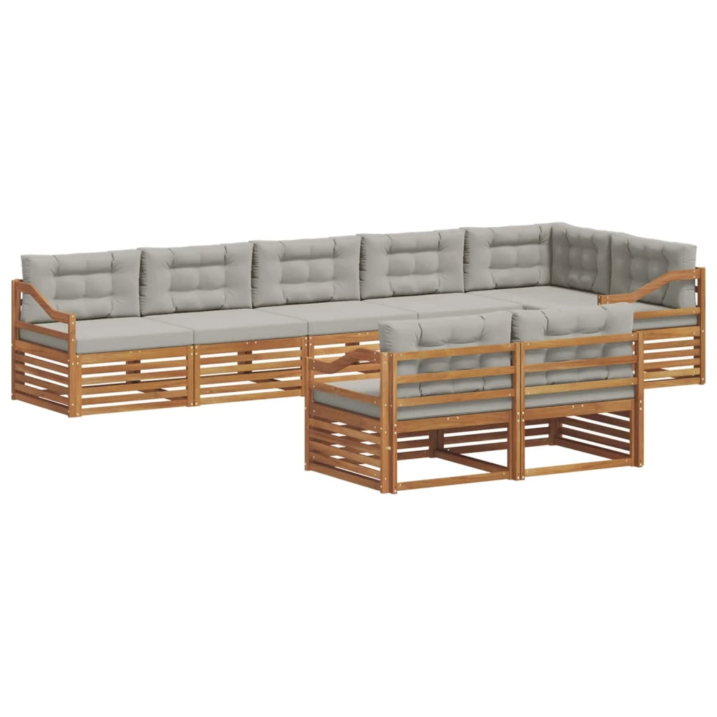 Set di divani da esterno 8 pcs Grigio Naturale e Chiaro 3373676