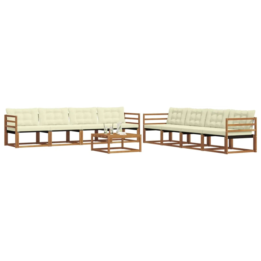 Set di divani da esterno con cuscino 9 pcs Naturale e Crema