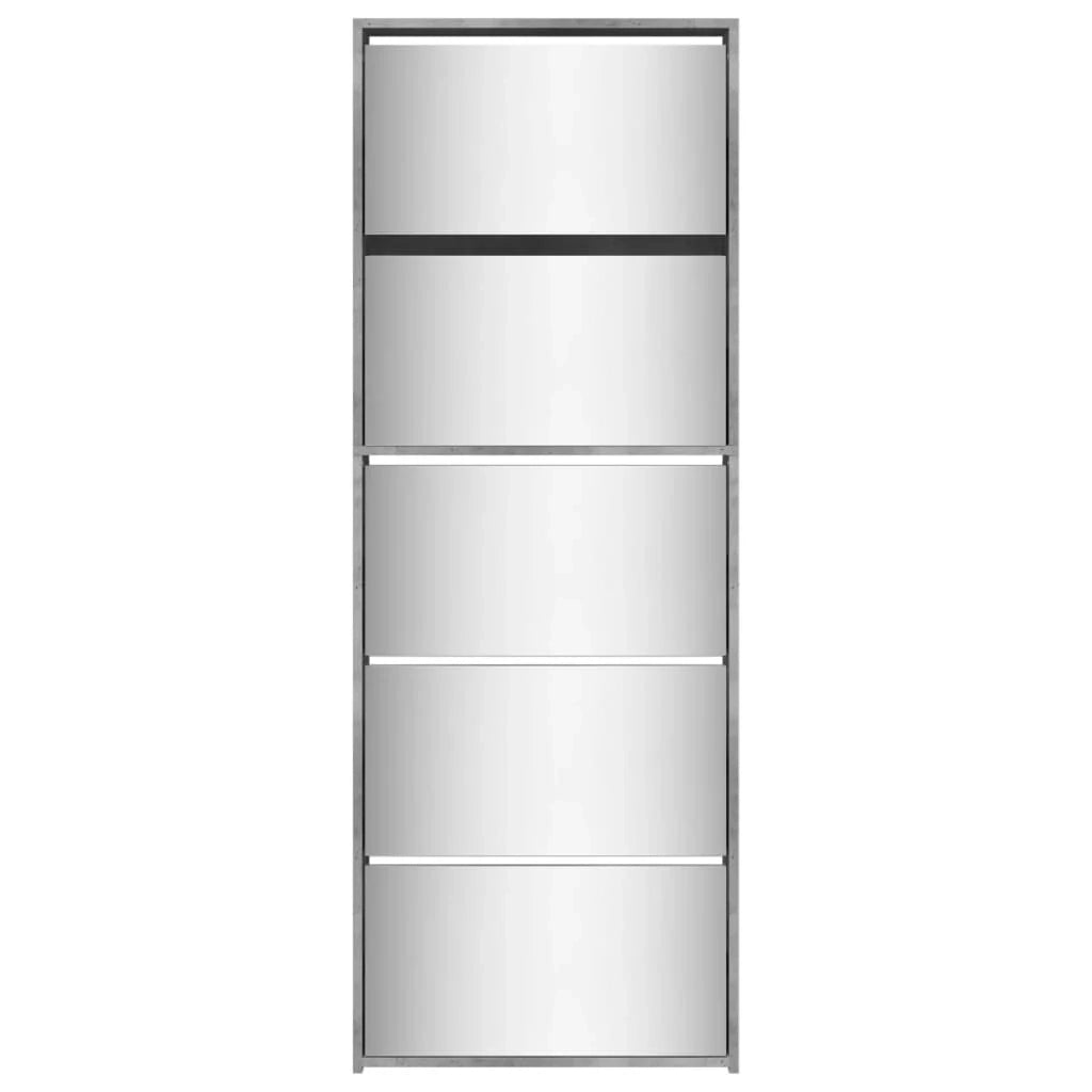 Scarpiera mobiletto portascarpe mobile ingresso/corridoio/soggiorno con specchio 5 ripiani 63 x 17 x 169,5 cm grigio 02_0021890