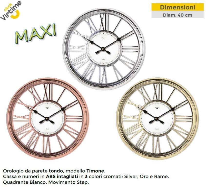 Orologio da Parte in Abs Modello Timone Cromato 40 cm 3 Colori