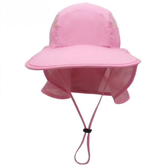 Cappello da sole unisex per attività all'aperto con visiera e cappuccio - rosa