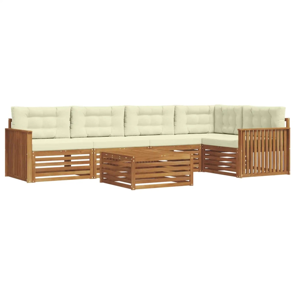 Set di divani da esterno con cuscino 6 pcs Naturale e Crema