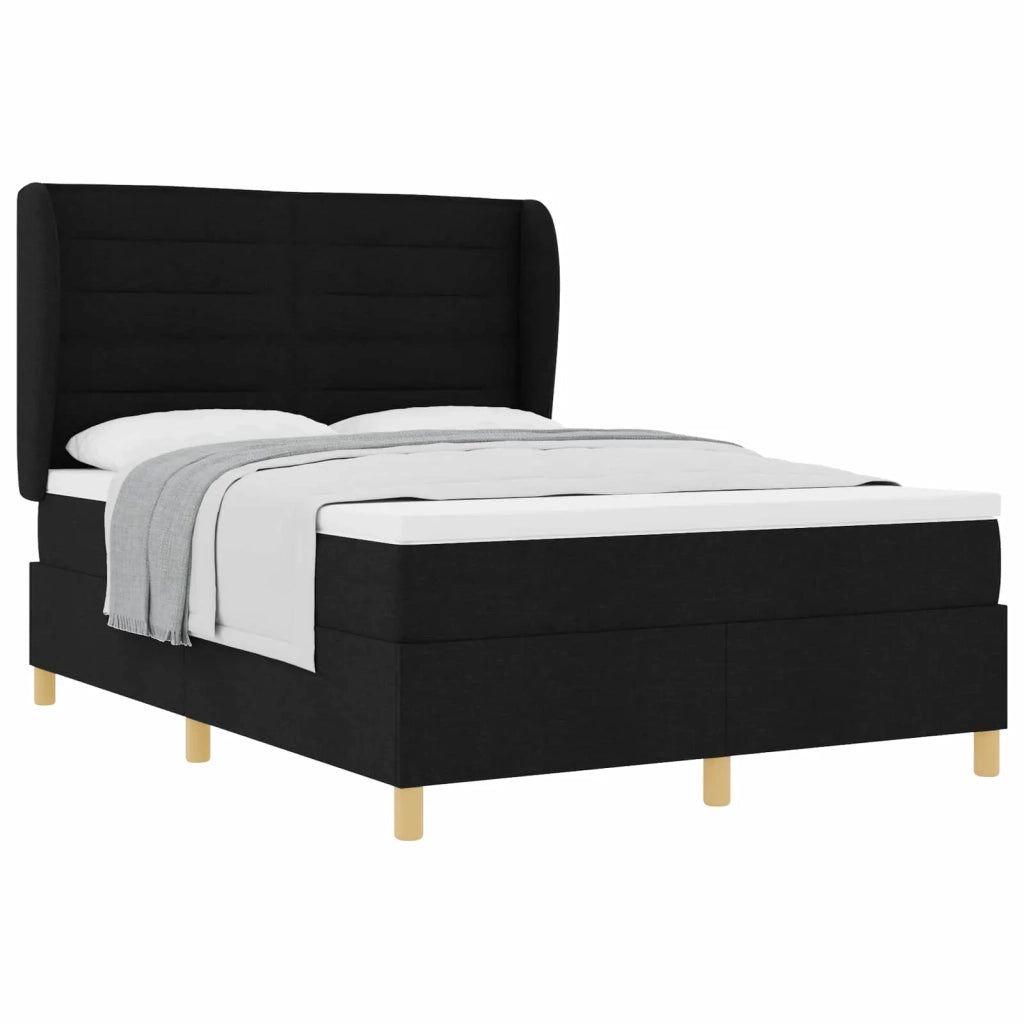 Letto a molle con materasso Nero 200 x 160 cm Tessuto