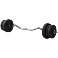Set di pesi 25 kg totale e bilanciere con presa antiscivolo, Ø 25x120 cm, Nero