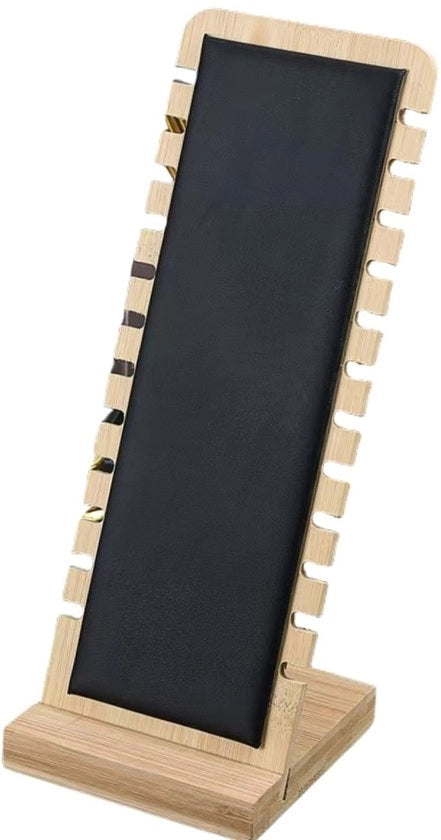 Organizzatore per gioielli 26 x 10 cm - Raccoglitore per collane - Vetrina per accessori - Appigli per collane - Supporti per bracciali - Materiale in pelle/legno