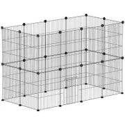 Gabbia per Animali Piccoli Modulare con Porta e Pannelli in Acciaio, 120x60x80 cm, Nero
