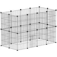 Gabbia per Animali Piccoli Modulare con Porta e Pannelli in Acciaio, 120x60x80 cm, Nero