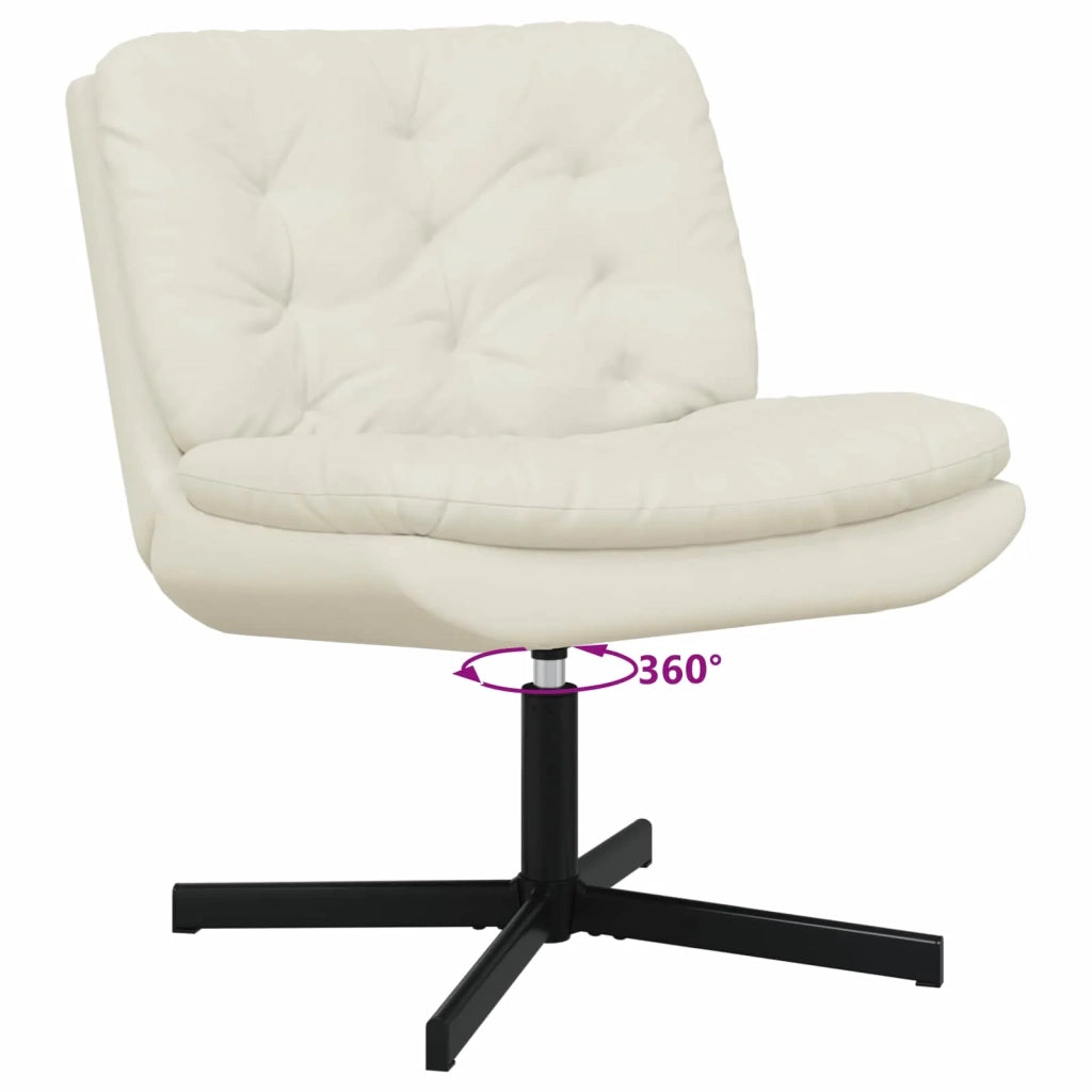 Poltrona Relax con Base Girevole Crema 63 x 75 x 76 cm Velluto 42007367