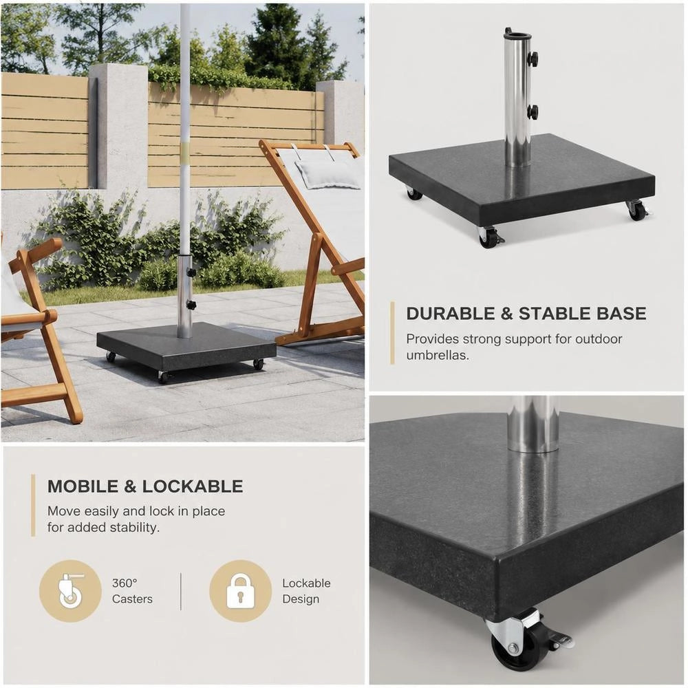 Granite Parasol Base, 30 Kg, Square, Black