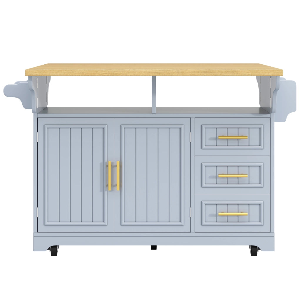 Isola da cucina 120x40(80)x95 cm con piani estensibili in MDF blu