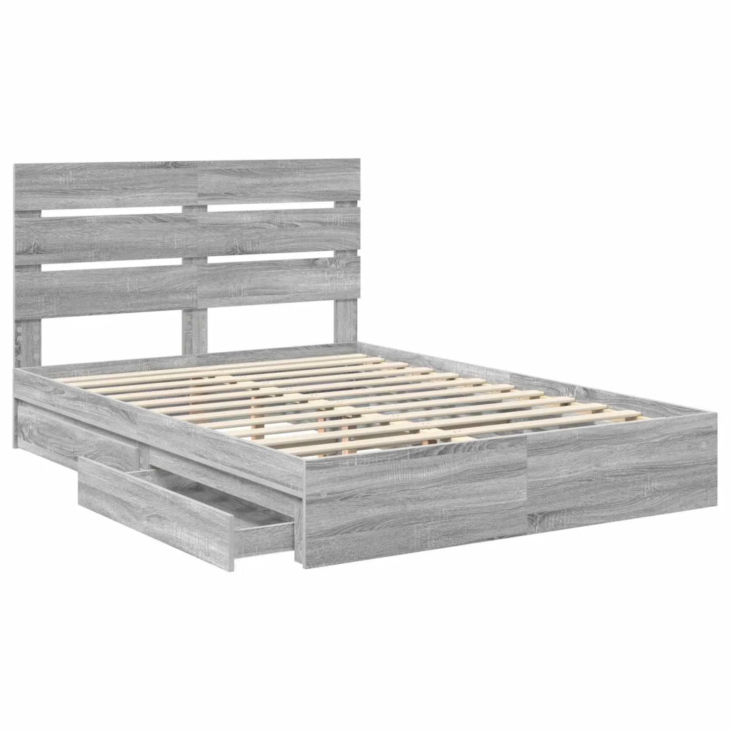 Letto con Contenitore con testiera Grigio Sonoma 160 x 200 cm 3411887