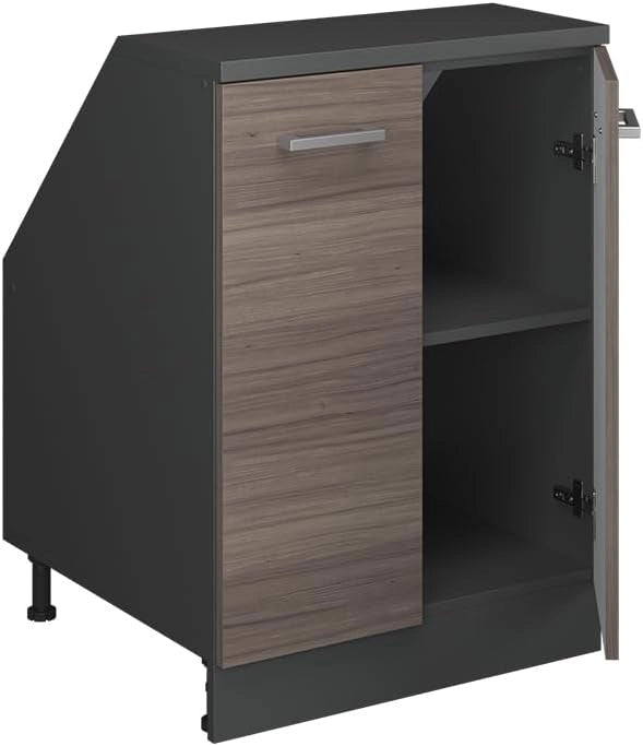 Mobile sottotetto Rion, Grigio nobile, 60 x 81.6 cm con 2 porte, carcassa 60 cm profondità, adatto per il salvaspazio sotto tetti spioventi