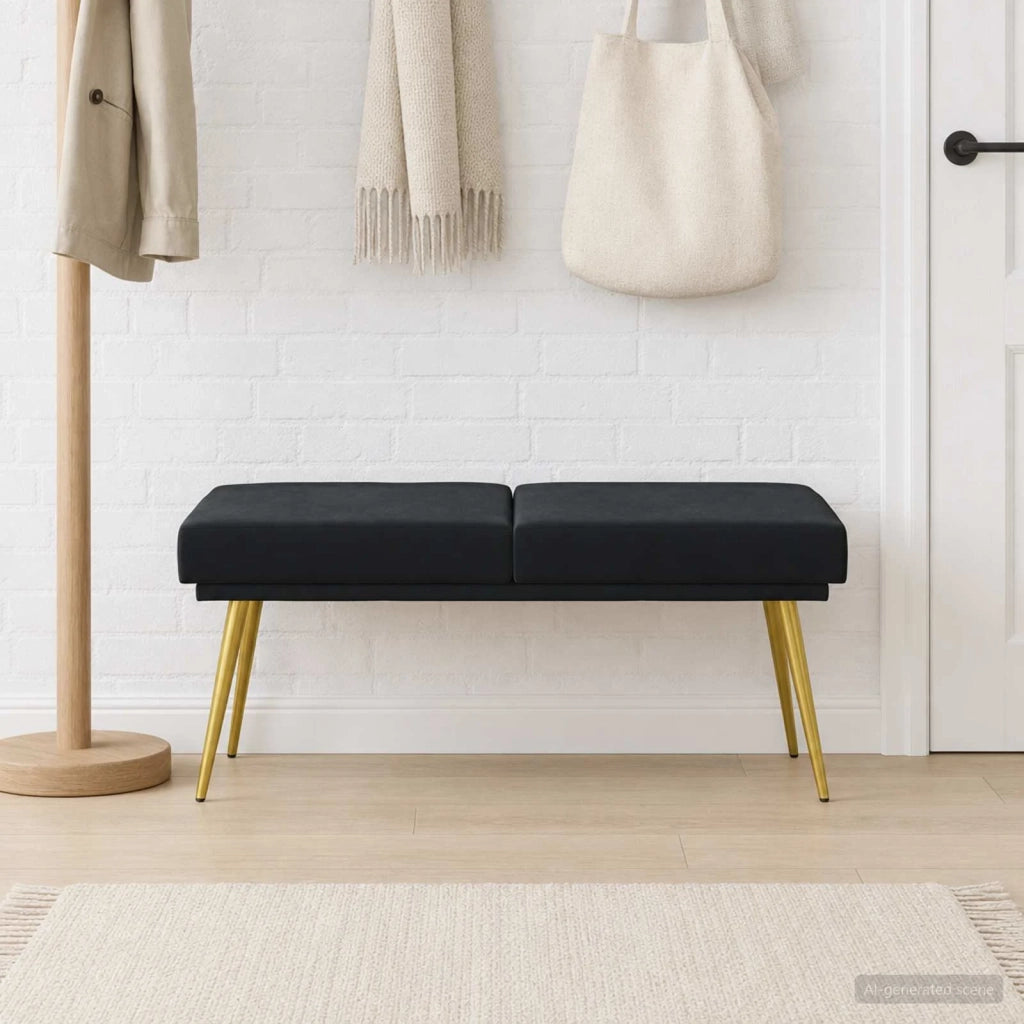 Panchina a doppio strato Nero 120 x 45 x 46 cm Velluto 42038591
