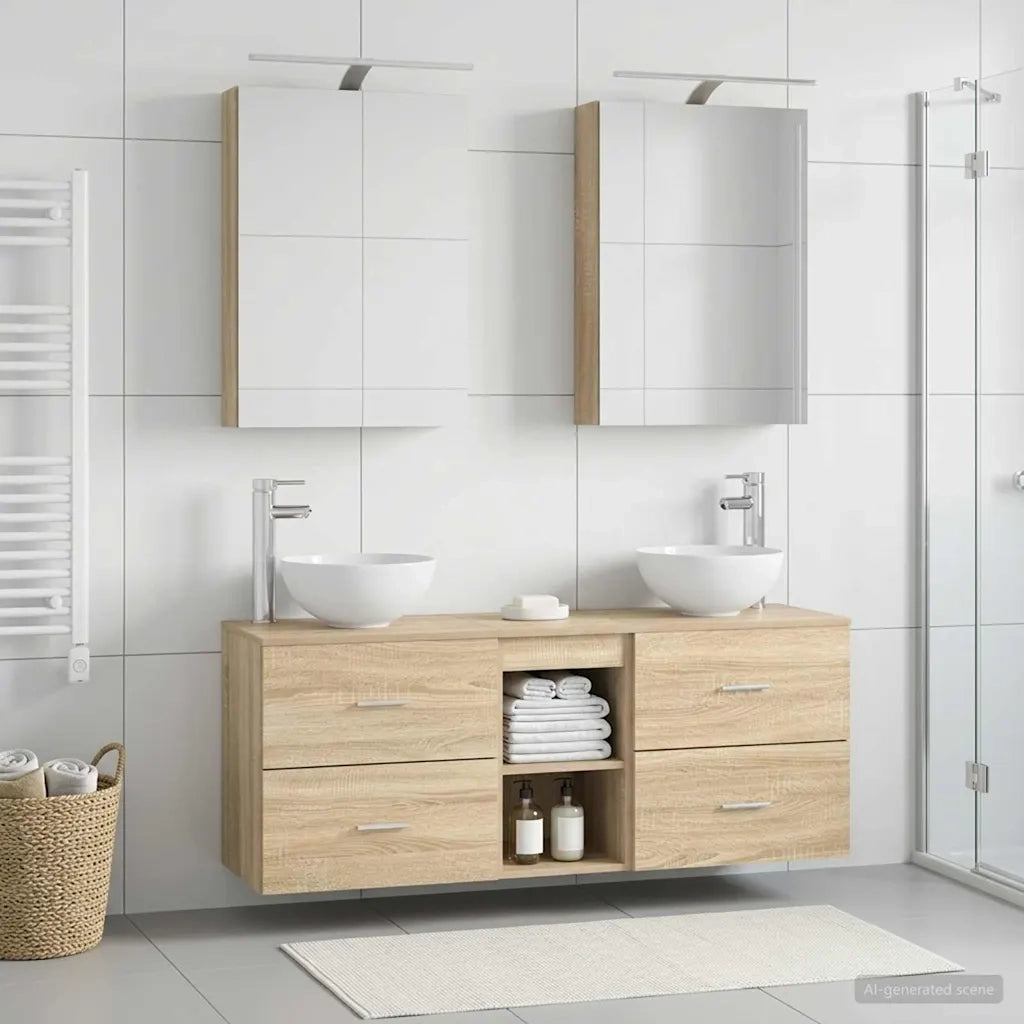 Set di Armadi da Bagno 5 pcs Rovere Sonoma 50 x 14,5 x 70 cm 3406673