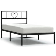 Letto singolo | Letto per adulti | Giroletto con Testiera in Metallo Nero 75x190 cm