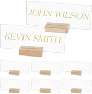 Set di targhe per ufficio 8 pezzi - Targhe personalizzabili - Piattaforma in acrilico - Base in legno - Numeri per tavola di matrimonio - Decorazione per ufficio/abitazione - Targa personalizzabile