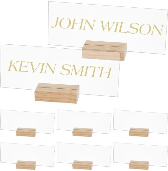 Set di targhe per ufficio 8 pezzi - Targhe personalizzabili - Piattaforma in acrilico - Base in legno - Numeri per tavola di matrimonio - Decorazione per ufficio/abitazione - Targa personalizzabile