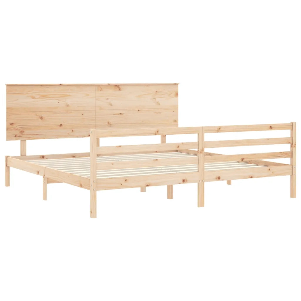 Giroletto con Testiera-Struttura Letto con testiera 200x200 cm in Legno Massello 483956