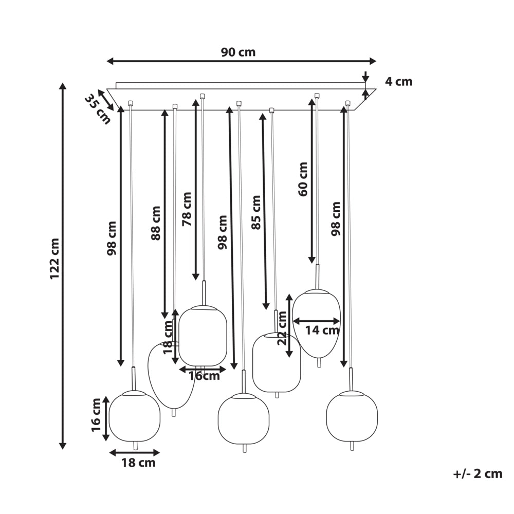 Lampadario in vetro argentato con 7 luci vetro 122 cm design moderno soggiorno contemporaneo