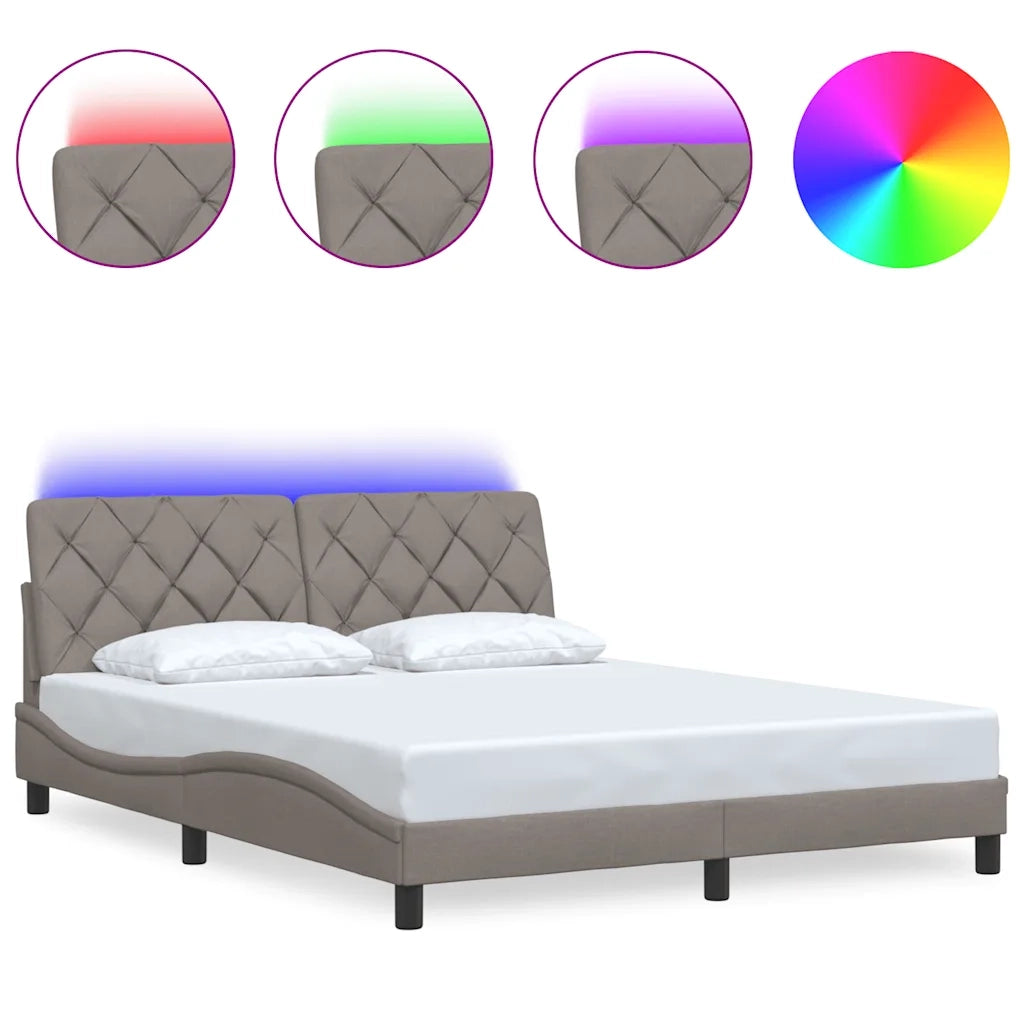 Giroletto con LED senza Materasso Tortora 160x200 cm in Tessuto 3310682