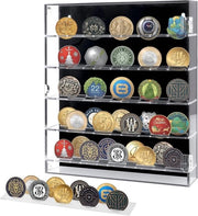 Muntenhouder 26 x 30 x 5 cm - 5 etages, spazio di stoccaggio senza tessuto per 45 monete - Scatola organizzatore per monete, zecchini, medaglioni e badge in acrilico
