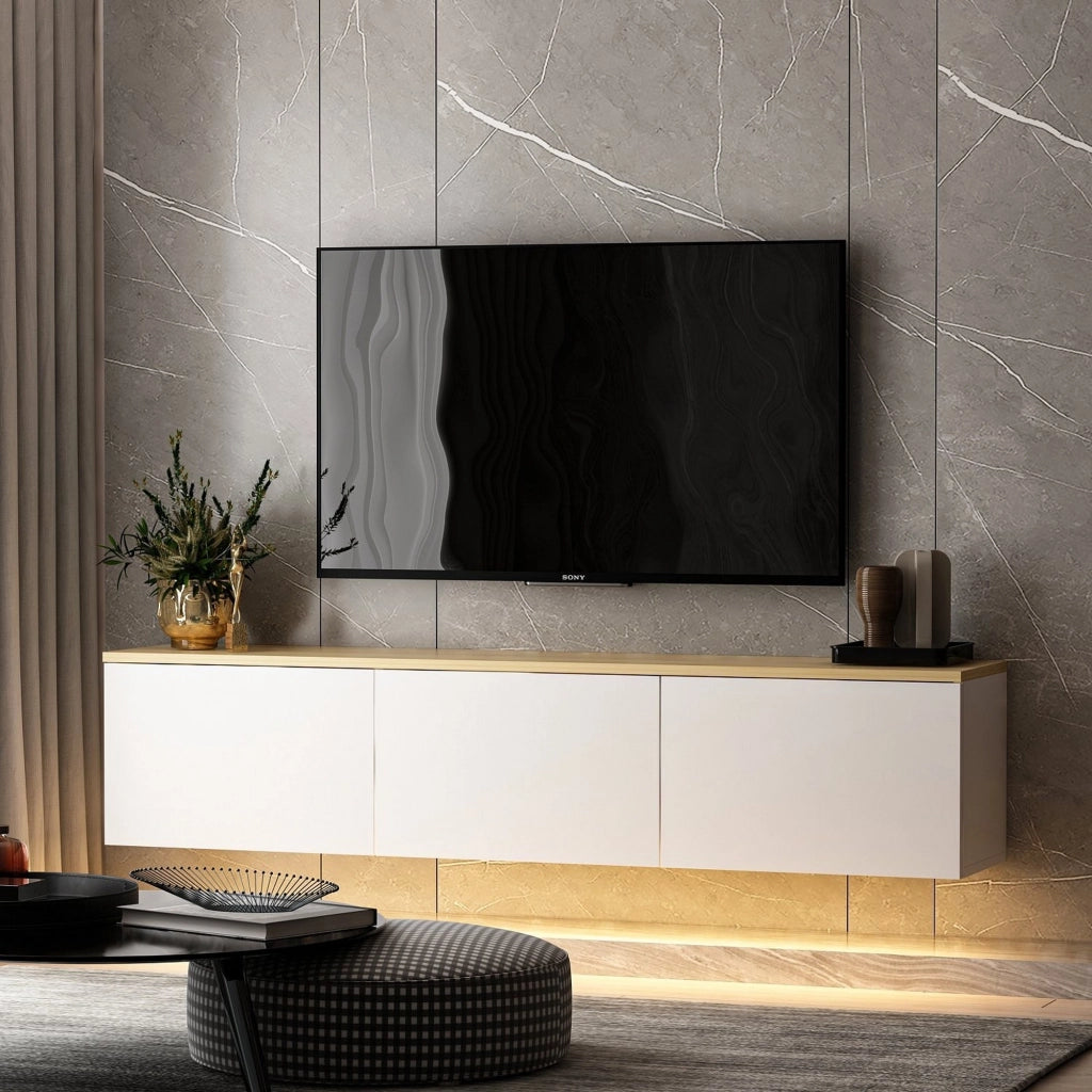 Marazzi, Mobile Porta tv 3 Ante, 160x32x35h cm Bianco