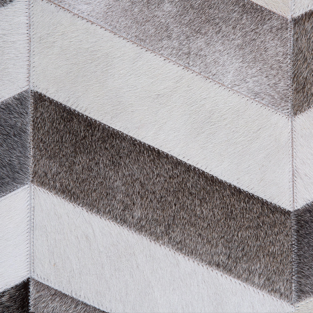 Tappeto tappetino Grigio Pelle 140 x 200 cm Patchwork Pelle Bovina Zigzag Rettangolare Moderno