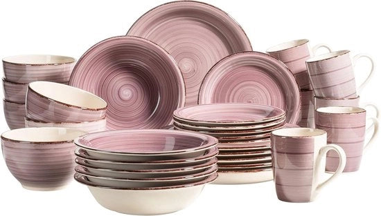Serviesset da 30 pezzi per 6 persone, combi servizio a mano a mano, ceramica, Berry - Bel Tempo II