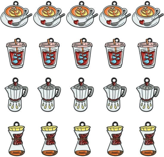 Decorazioni per la Caffetteria - 20 Pezzi - Piatti da Caffè - Accessori per la Cucina - Decorazioni per la Casa - Maniglie per Porte - Riciclaggio di Metallo - 4 Stili