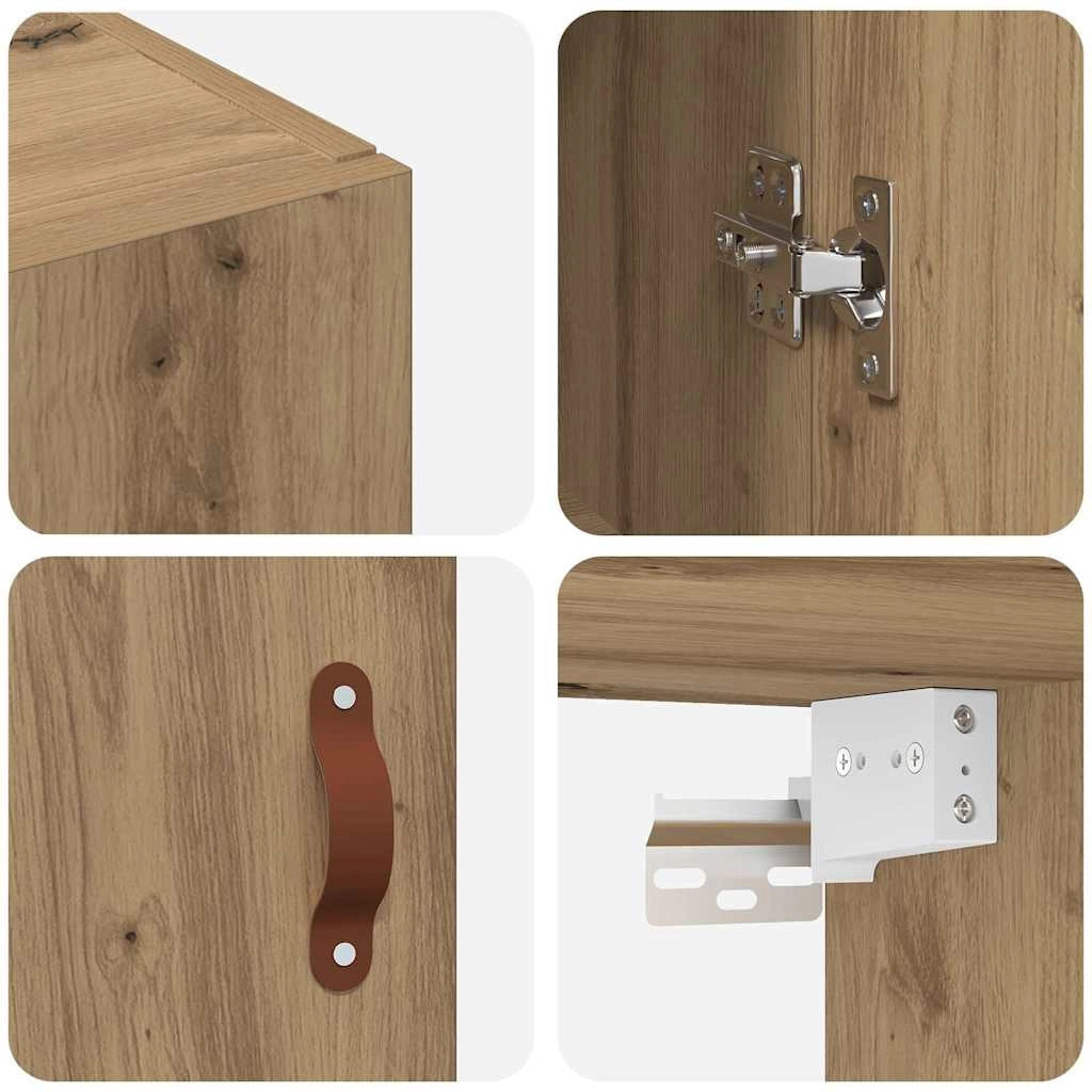 Set di 2 moderni pensili da parete 69,5 x 34 x 90 cm con ampio spazio di archiviazione design elegante in legno di rovere ingegnerizzato realizzati a mano 02_0056062