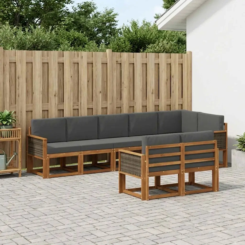 Set di divani da esterno 8 pcs Naturale e Antracite Poliestere