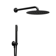 Kit doccia con soffione tondo nero doccetta e presa acqua con flessibile in pvc per il bagno *** confezione 1